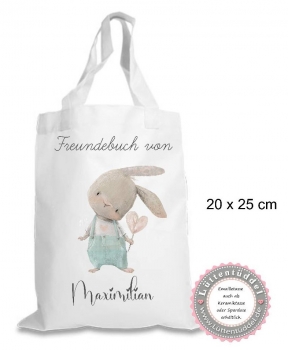 Preview: zuckersüße Tasche Hase Wechselwäsche Wechselkleidung (personalisiert) Kindergarten Wunschname KITA Kindergarten Einschulung Lüttentüddel®